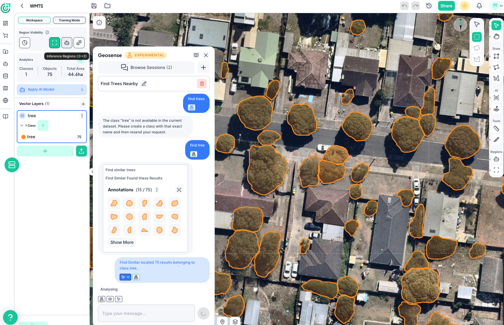 Screenshot der FlyPix AI-Plattform